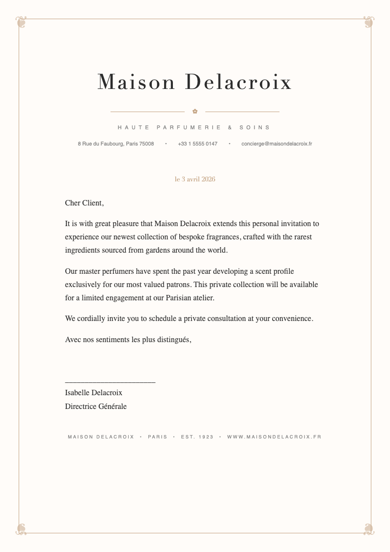 Elegant sophisticated decorative letterhead